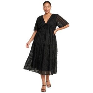 NWT Lisa Says Gah Isabelle Black Ruffle Textured Sheer Dress Whimsygoth Sz 2X
